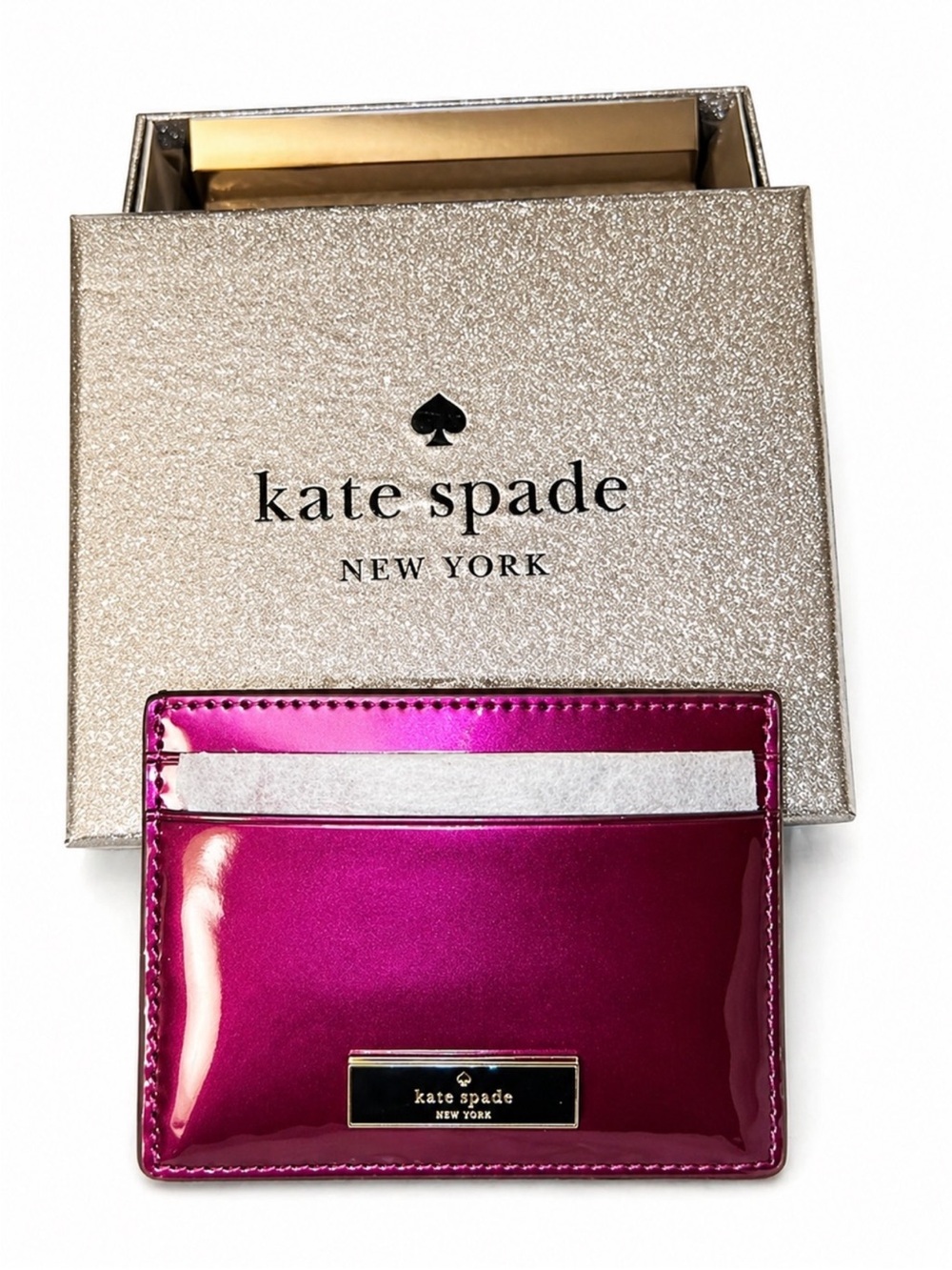 Kate Spade Kenzie Patent‎ Slim Card Holder Dark Raspberry NIB